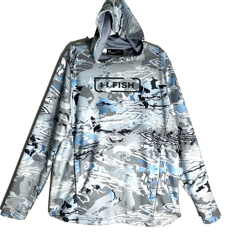 Under Armour Hoodie Fish Camouflage Terry Tech Long Sleeve Sweatshirt Men Sz L